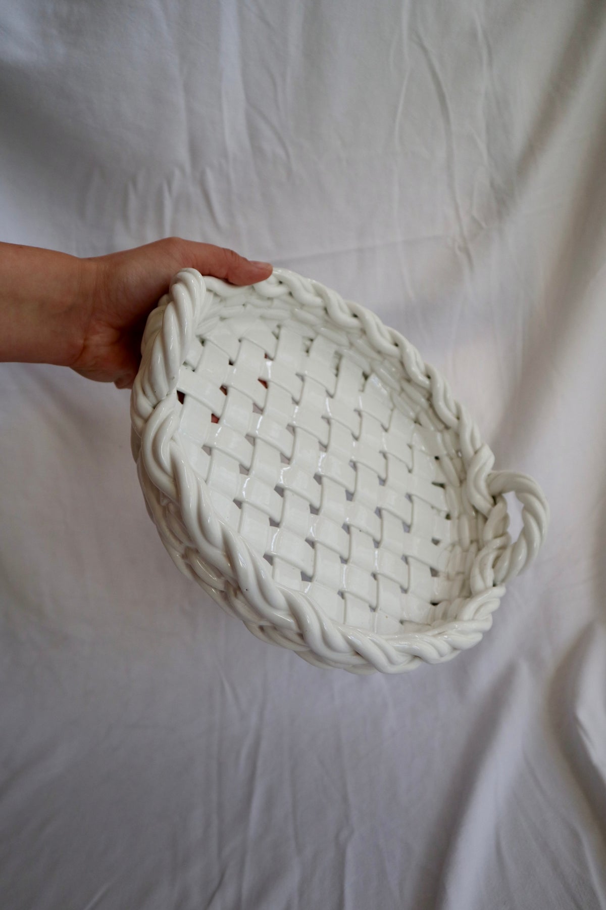 Vintage Italian ceramic basket platter