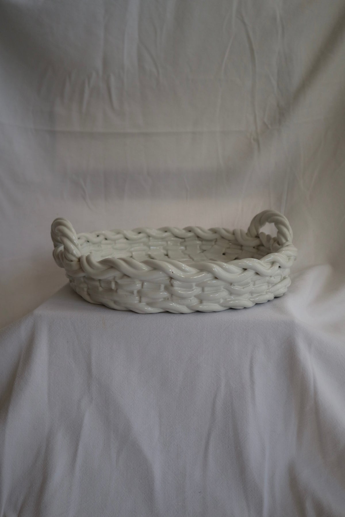 Vintage Italian ceramic basket platter