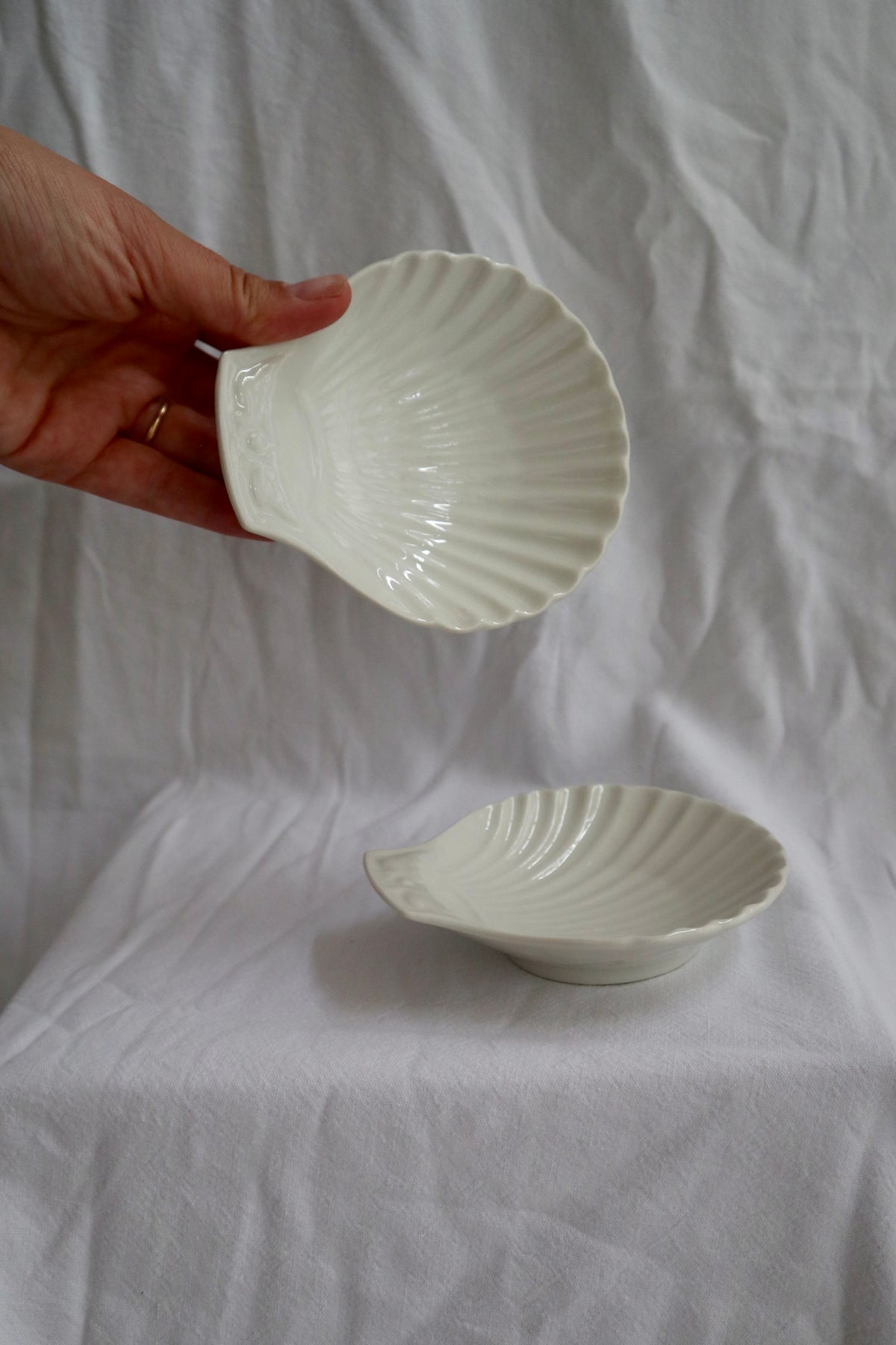 Pair of vintage shell dishes