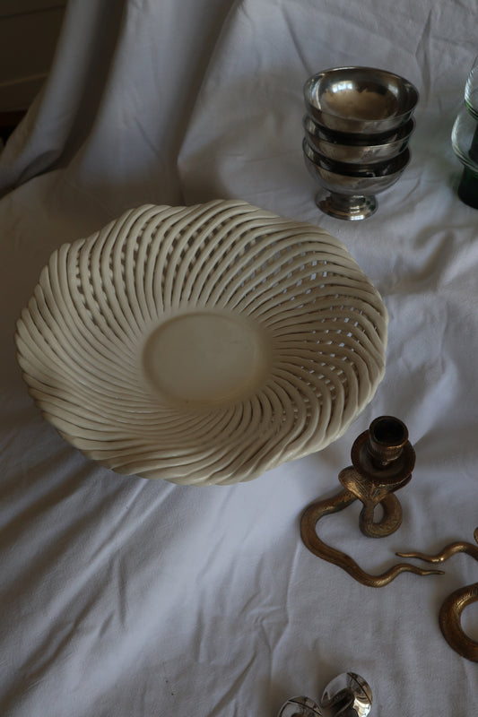 Italian woven ceramic wavy fruit bowl