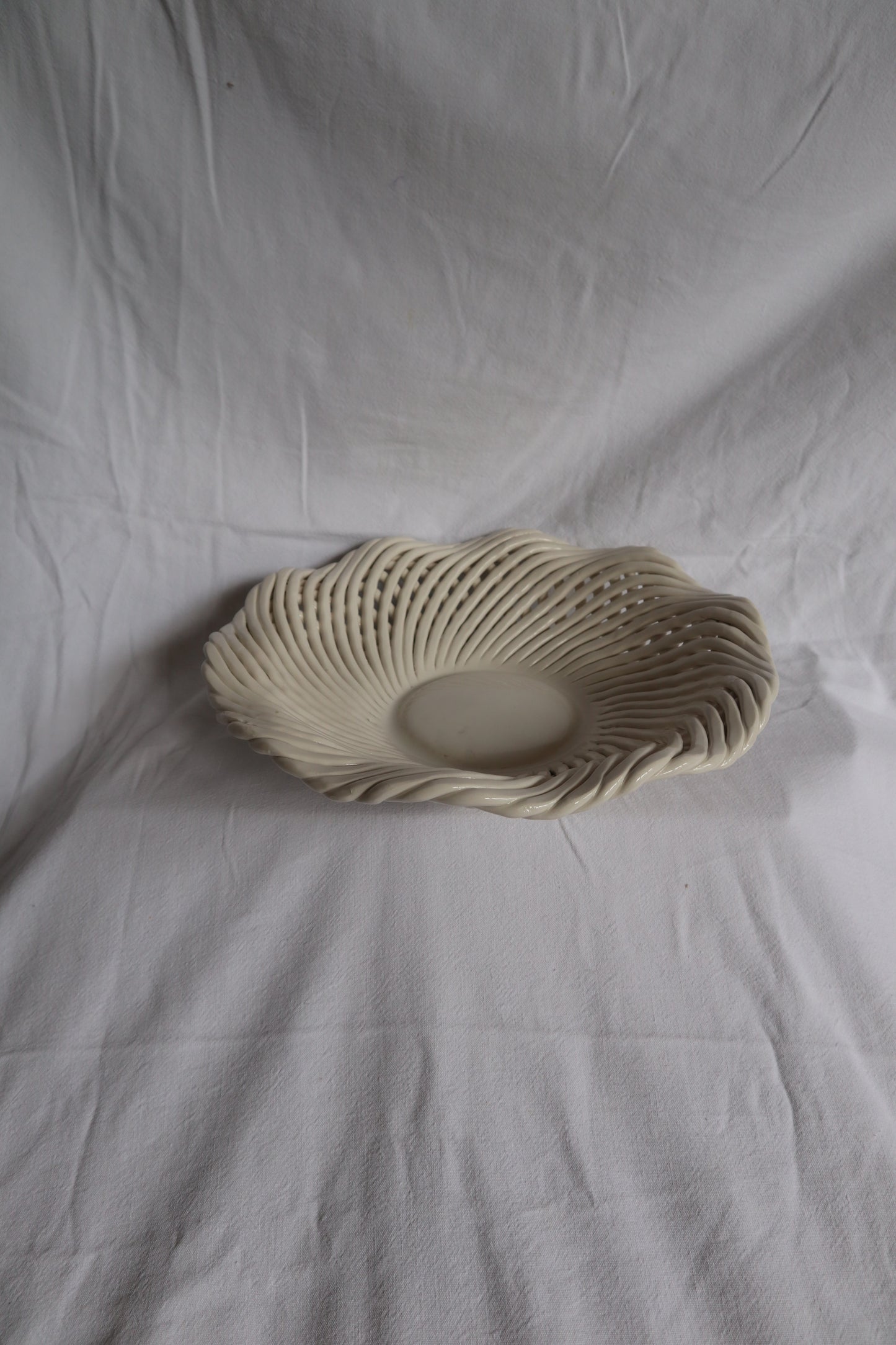 Italian woven ceramic wavy fruit bowl