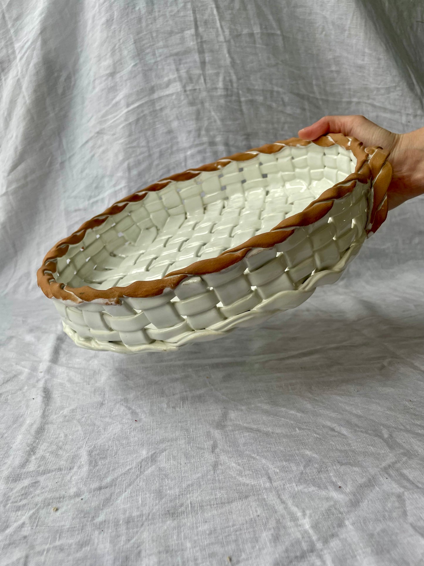 White ceramic basket