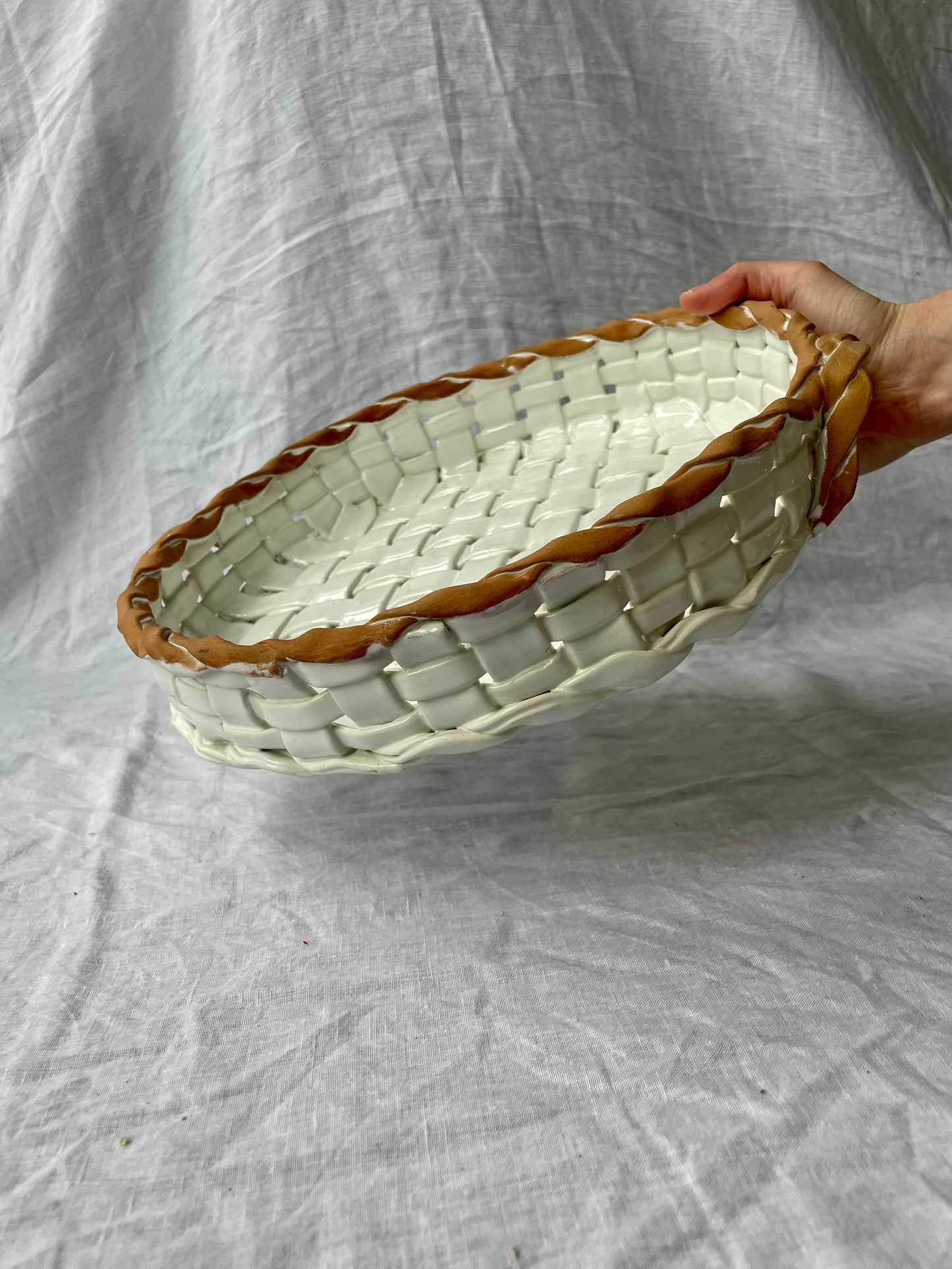 White ceramic basket