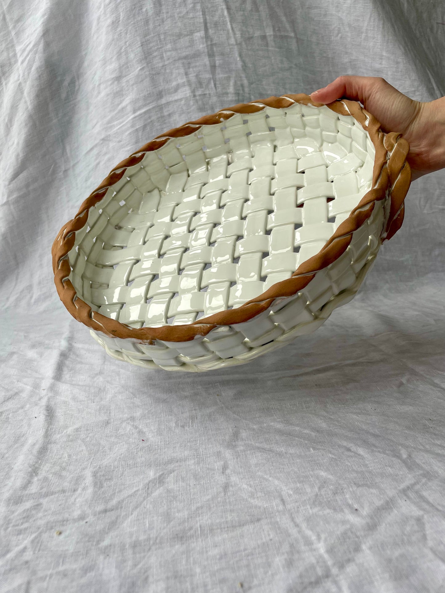 White ceramic basket