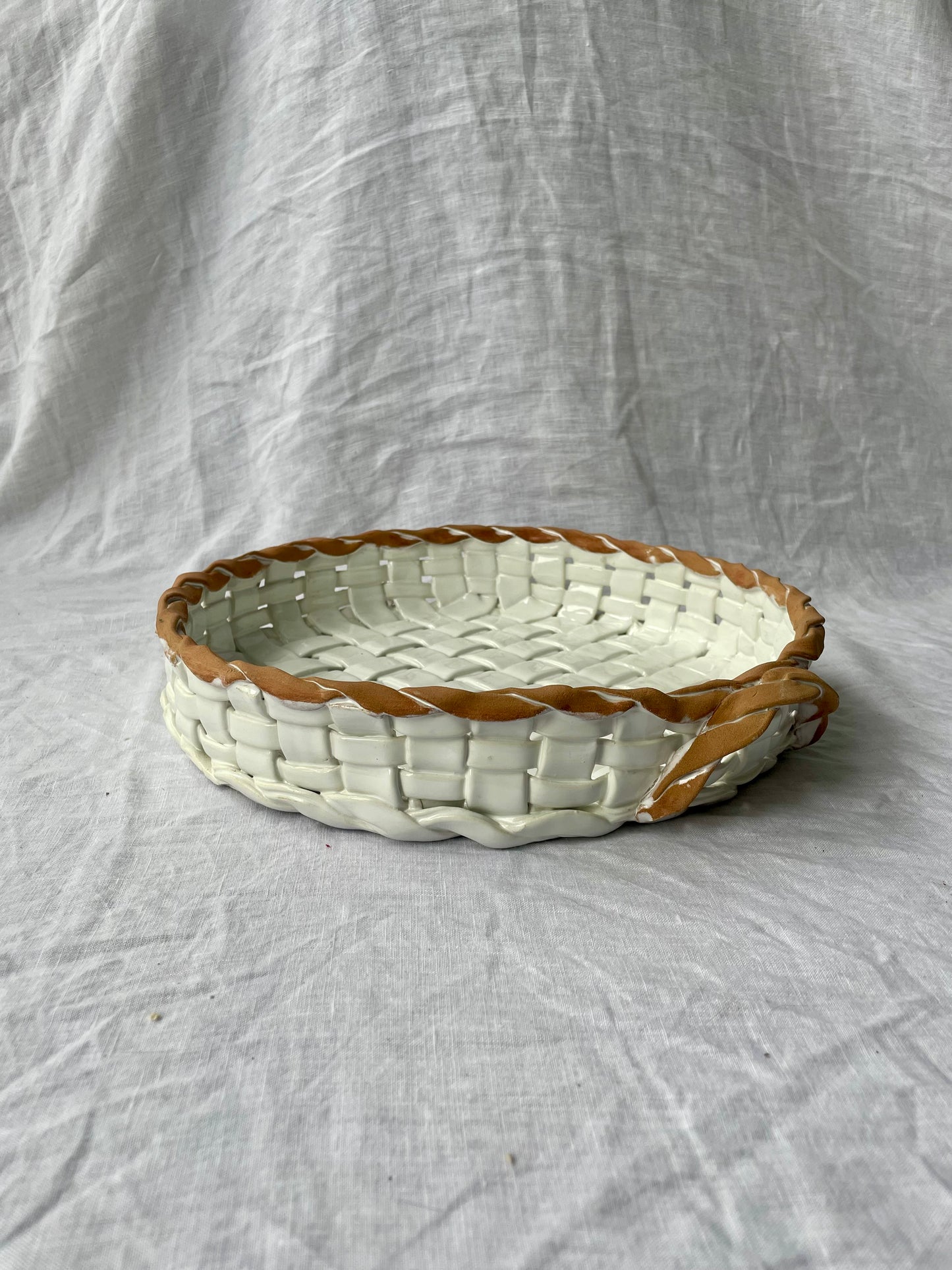 White ceramic basket