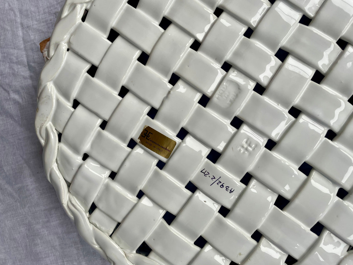 White ceramic basket