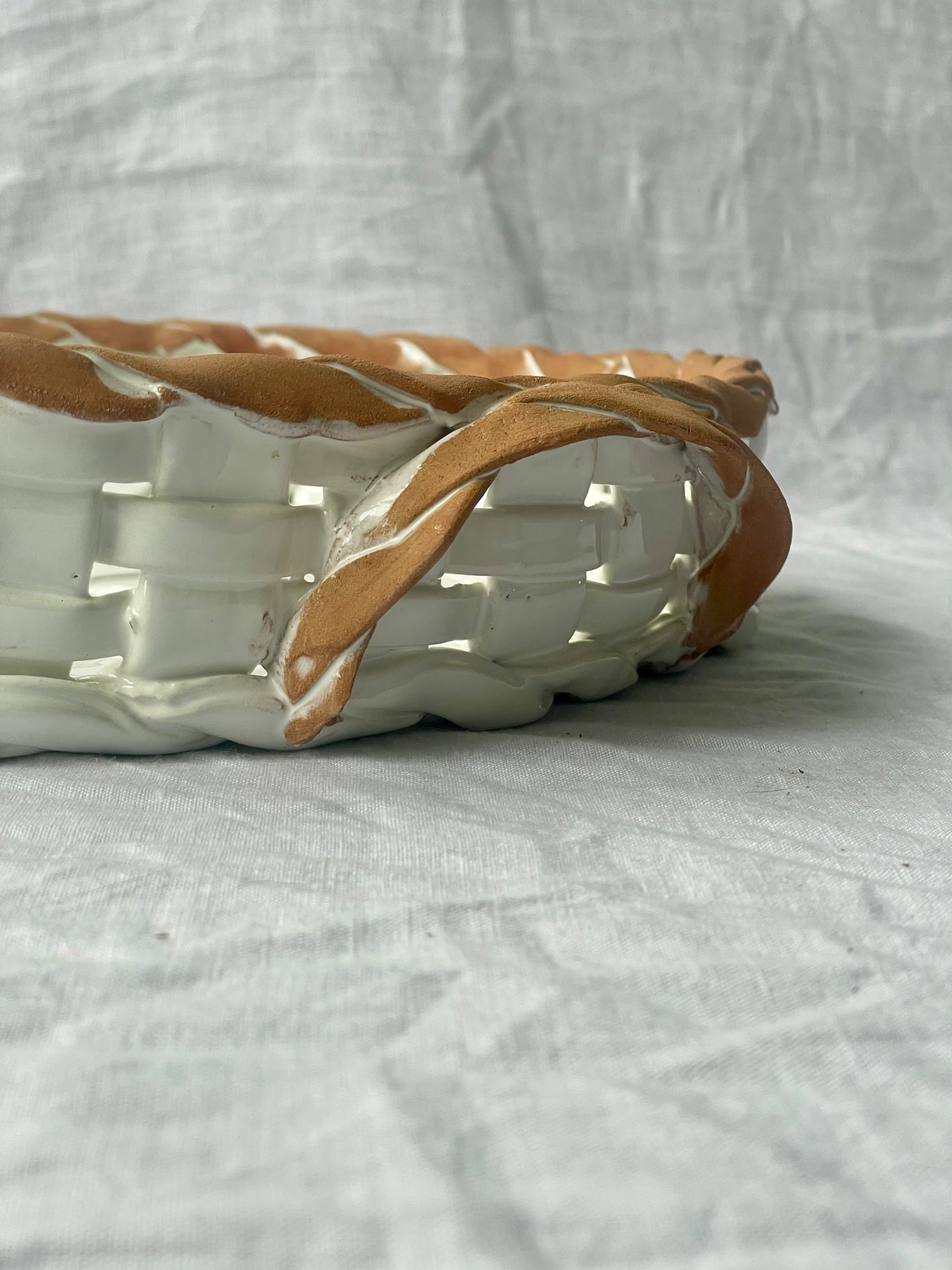 White ceramic basket