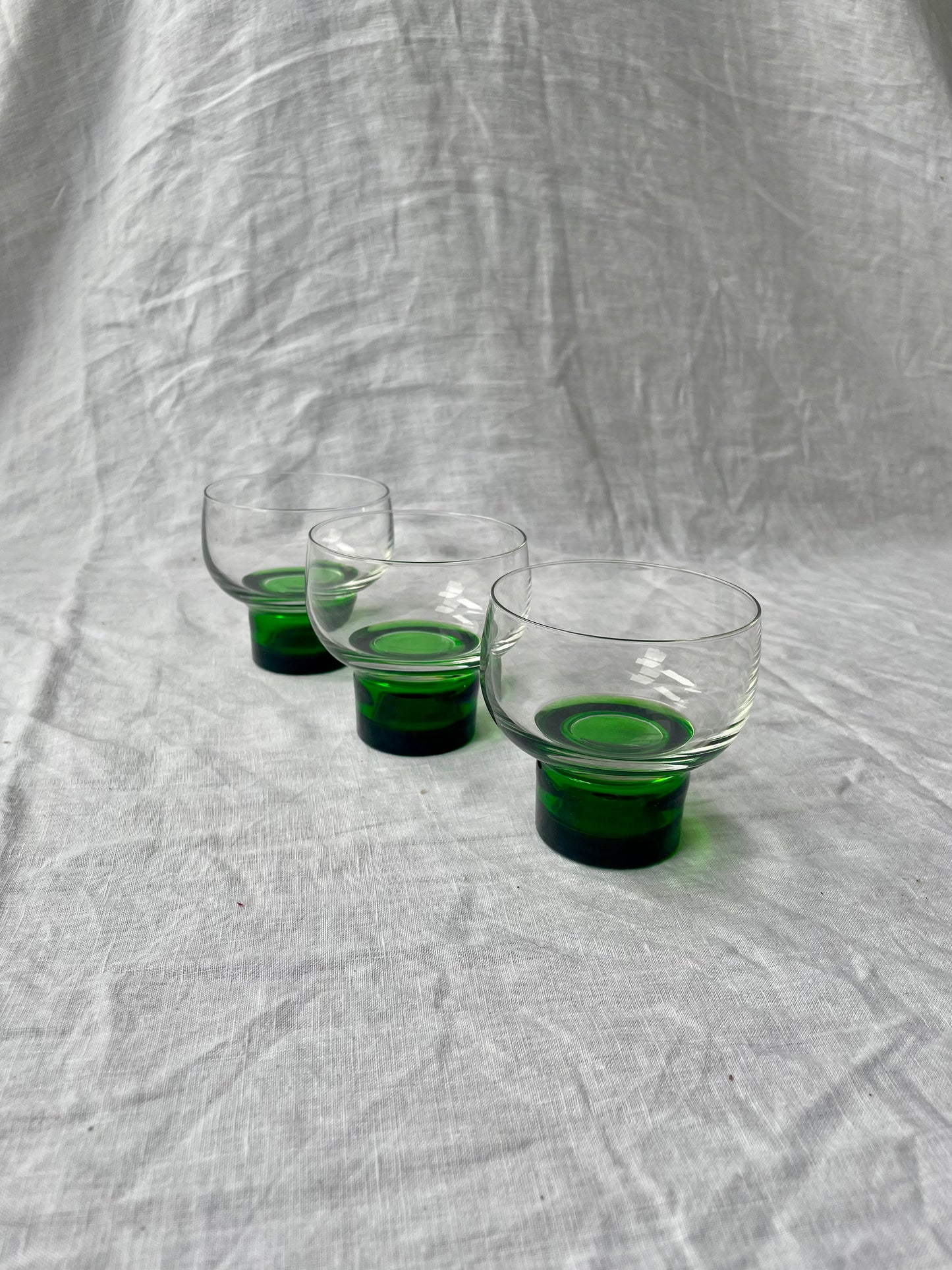 Vintage French green-bottomed glasses