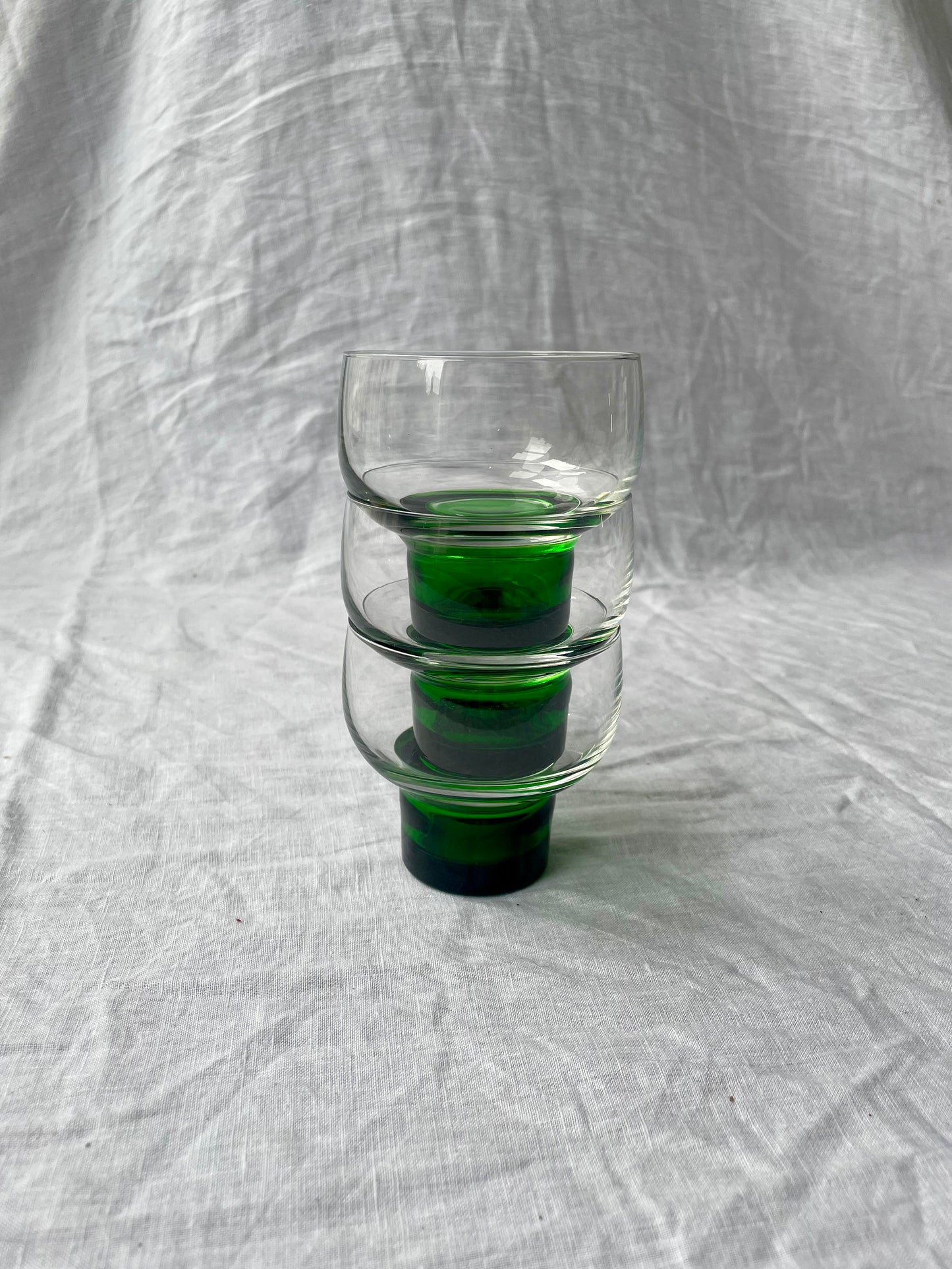 Vintage French green-bottomed glasses