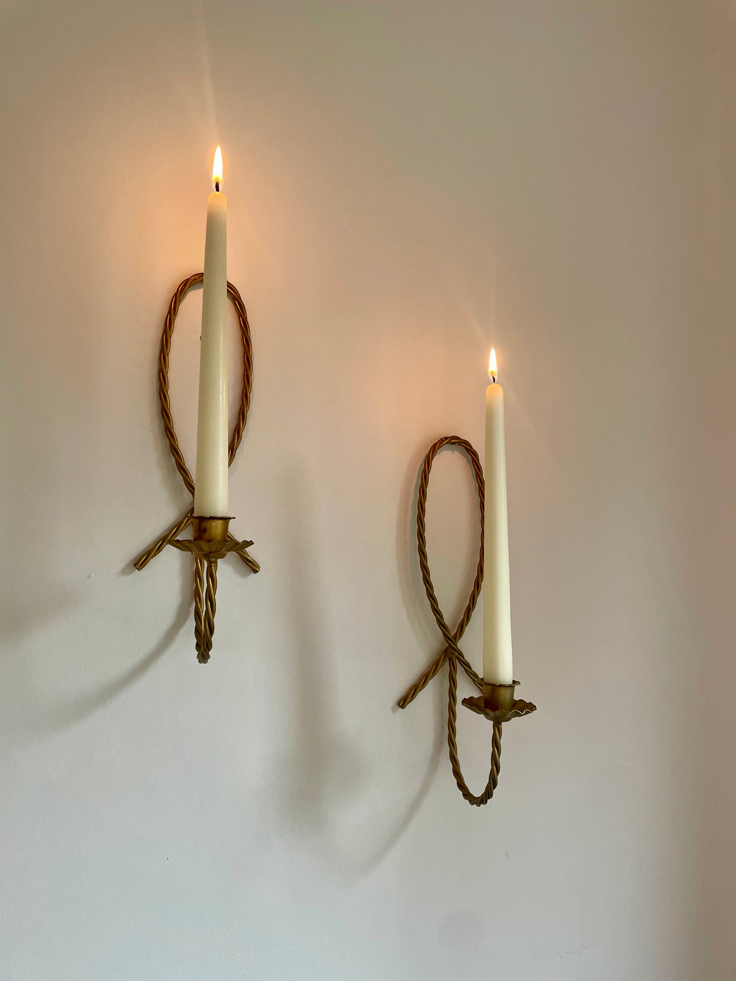 Pair of braided candle sconces