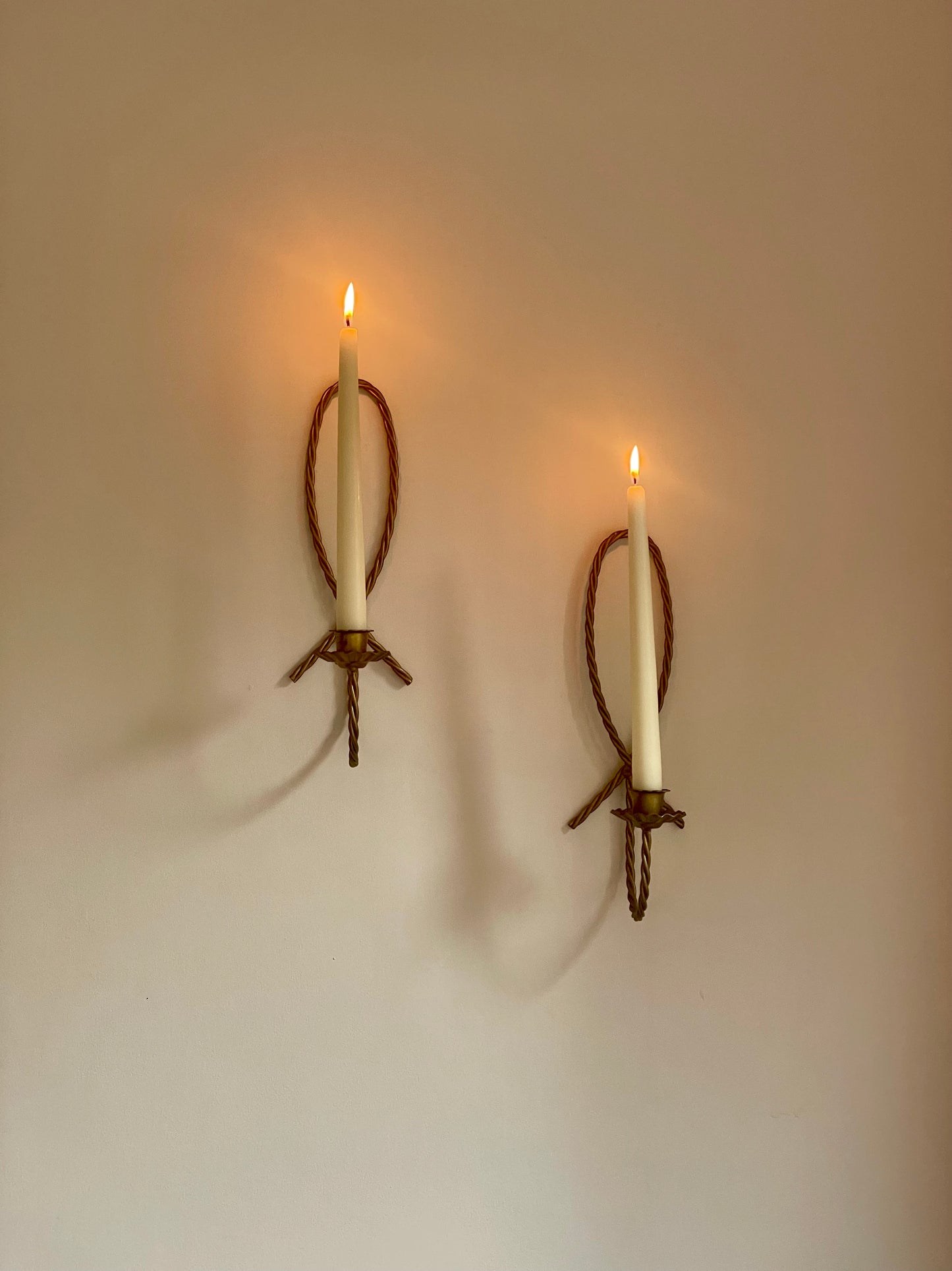 Pair of braided candle sconces